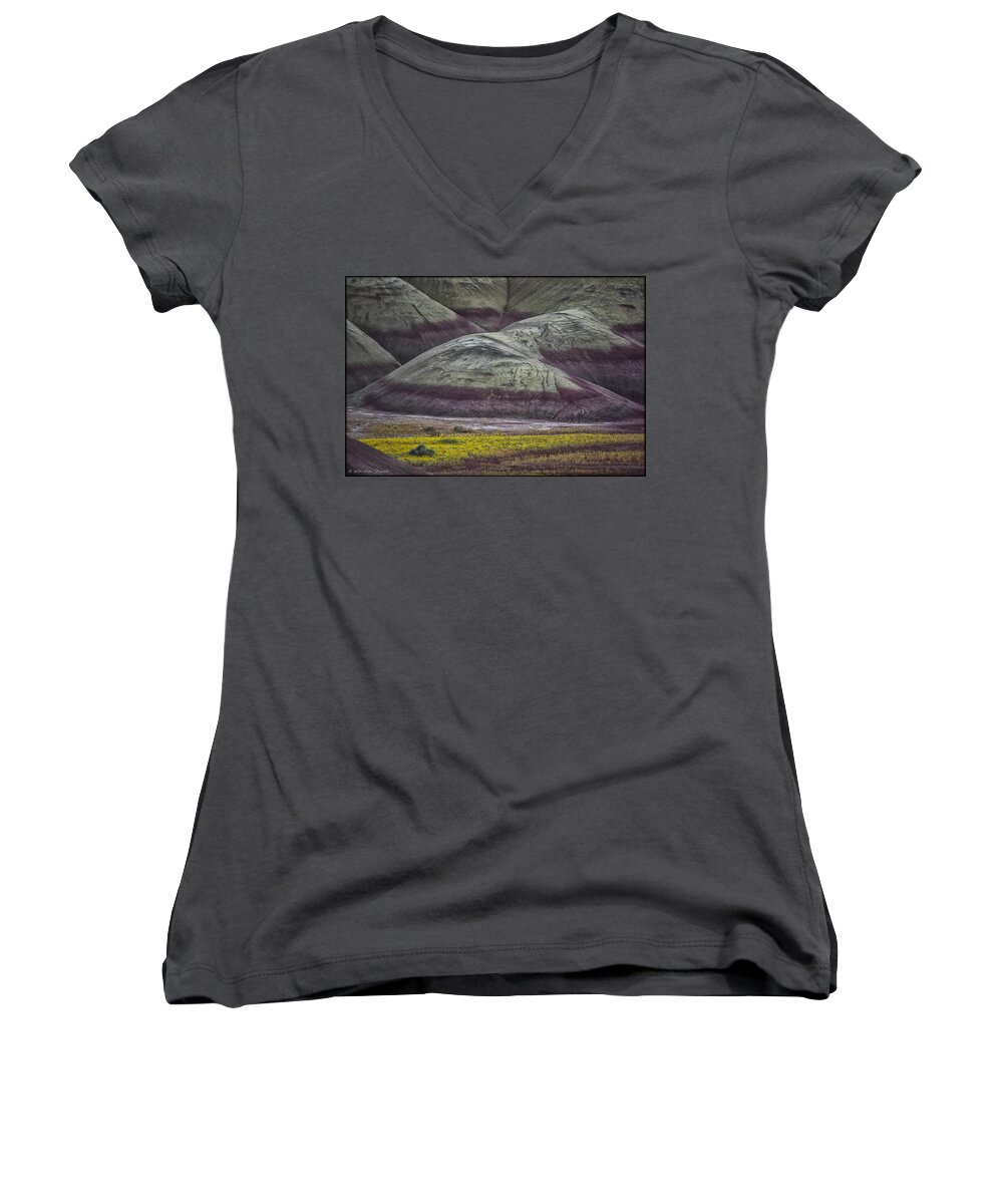 Hills Women's V-Neck featuring the photograph Painted Hills Bloom by Erika Fawcett
