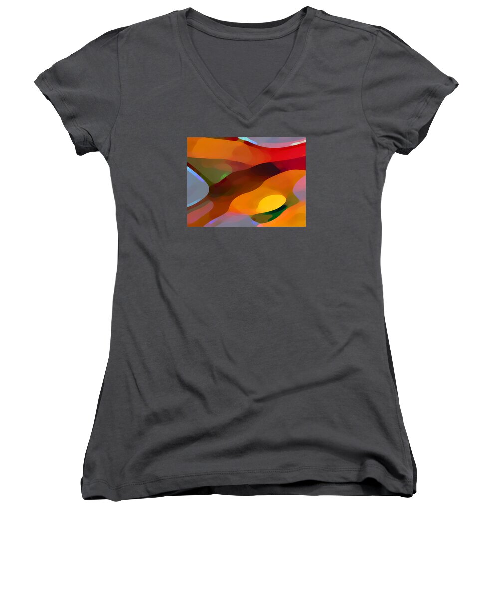 Abstract Women's V-Neck featuring the painting Paradise Found by Amy Vangsgard