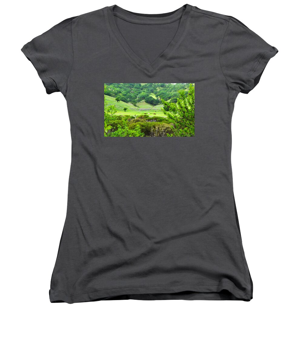 Landscape Women's V-Neck featuring the photograph Pastoral Peace by Brian Tada