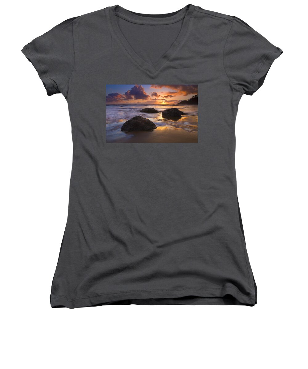 Sunset Women's V-Neck featuring the photograph Pieces of Eight by Michael Dawson