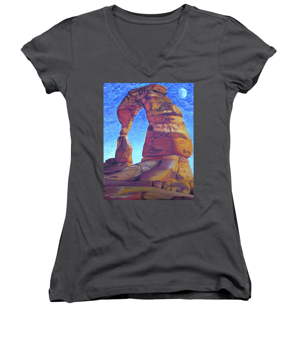 Moab Women's V-Neck featuring the painting Place of Power by Joshua Morton