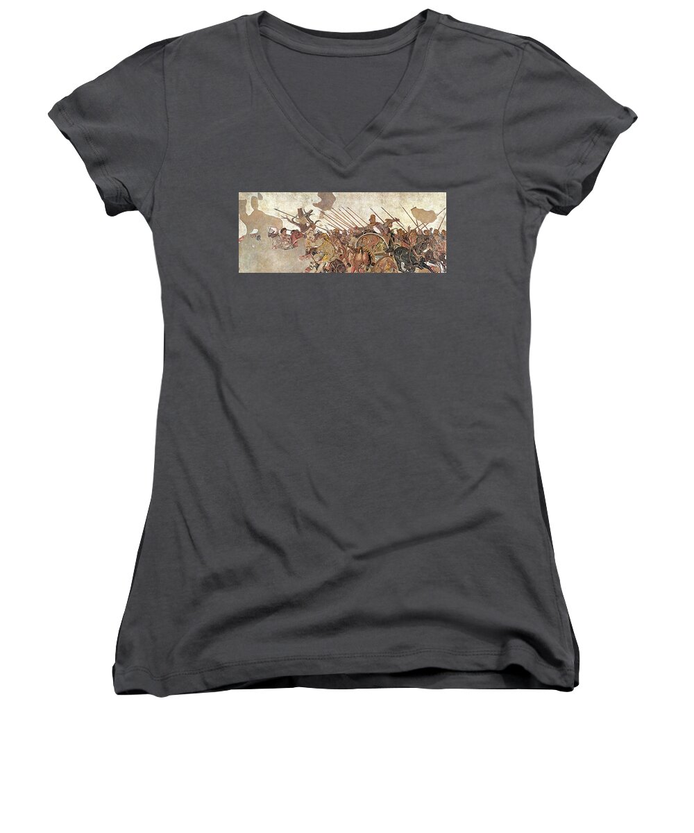 Archeology Women's V-Neck featuring the photograph Pompeii, Alexander Mosaic, Battle by Science Source