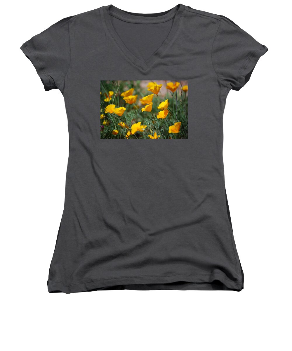 Poppies Women's V-Neck featuring the photograph Poppies by Tam Ryan