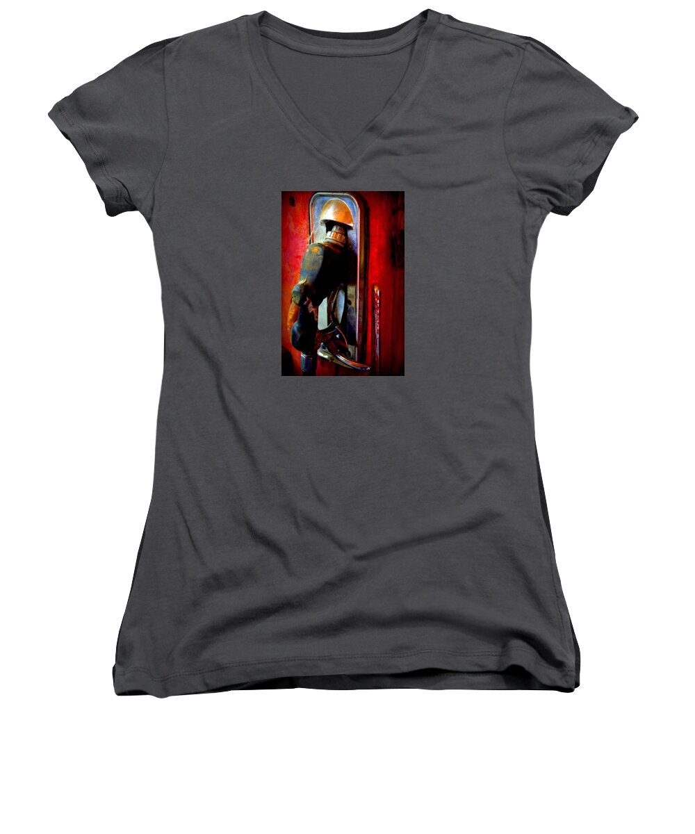 Vintage Women's V-Neck featuring the photograph PUMP UP the VINTAGE by Karen Wiles