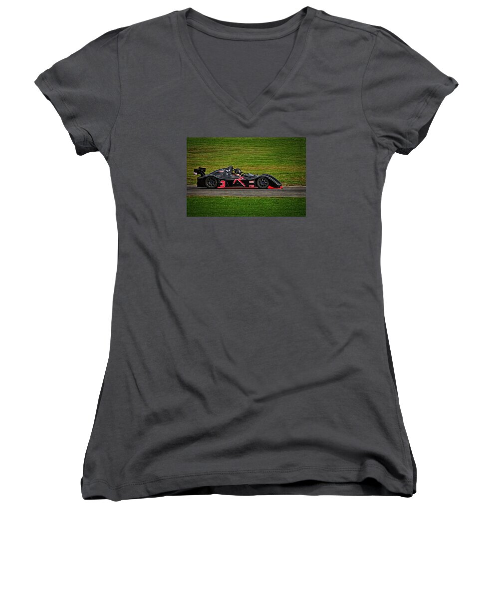 Race Women's V-Neck featuring the photograph Radical SR3 by Mike Martin