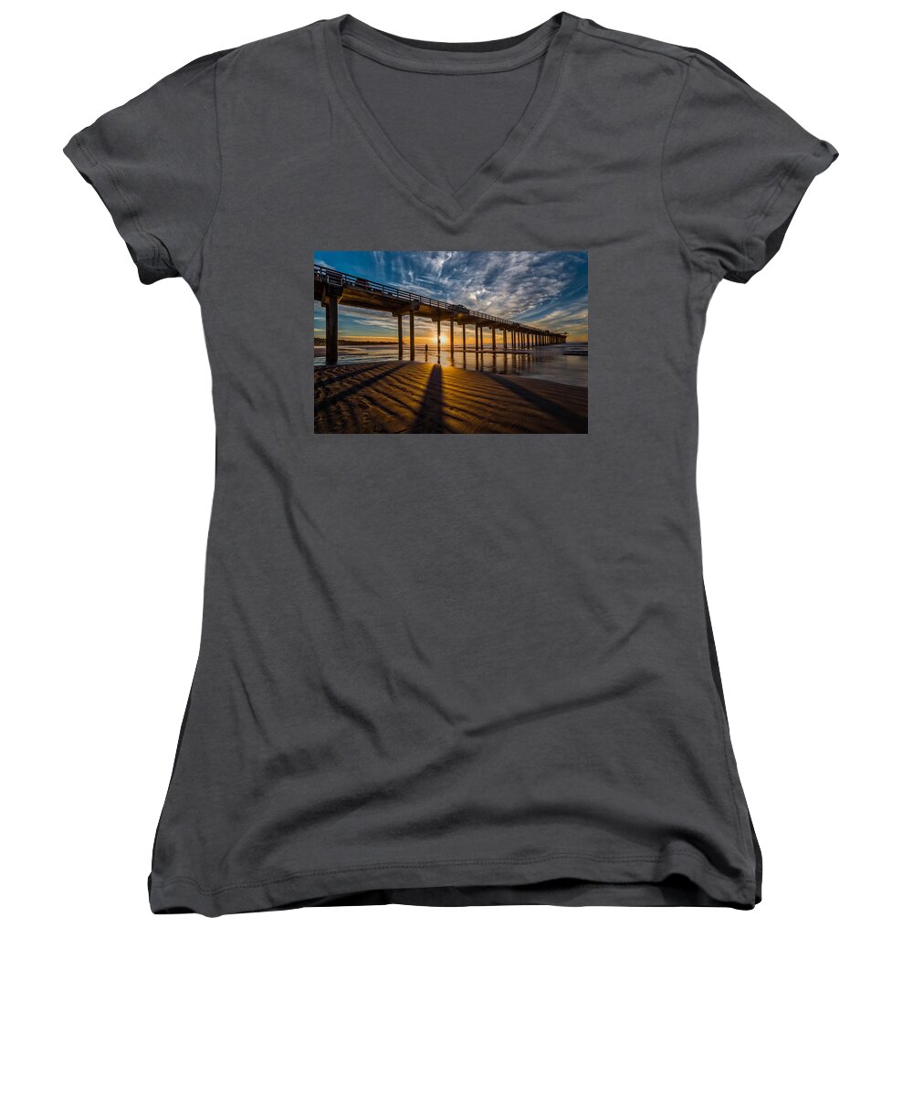 Architecture Women's V-Neck featuring the photograph Reflection and Shadow by Peter Tellone
