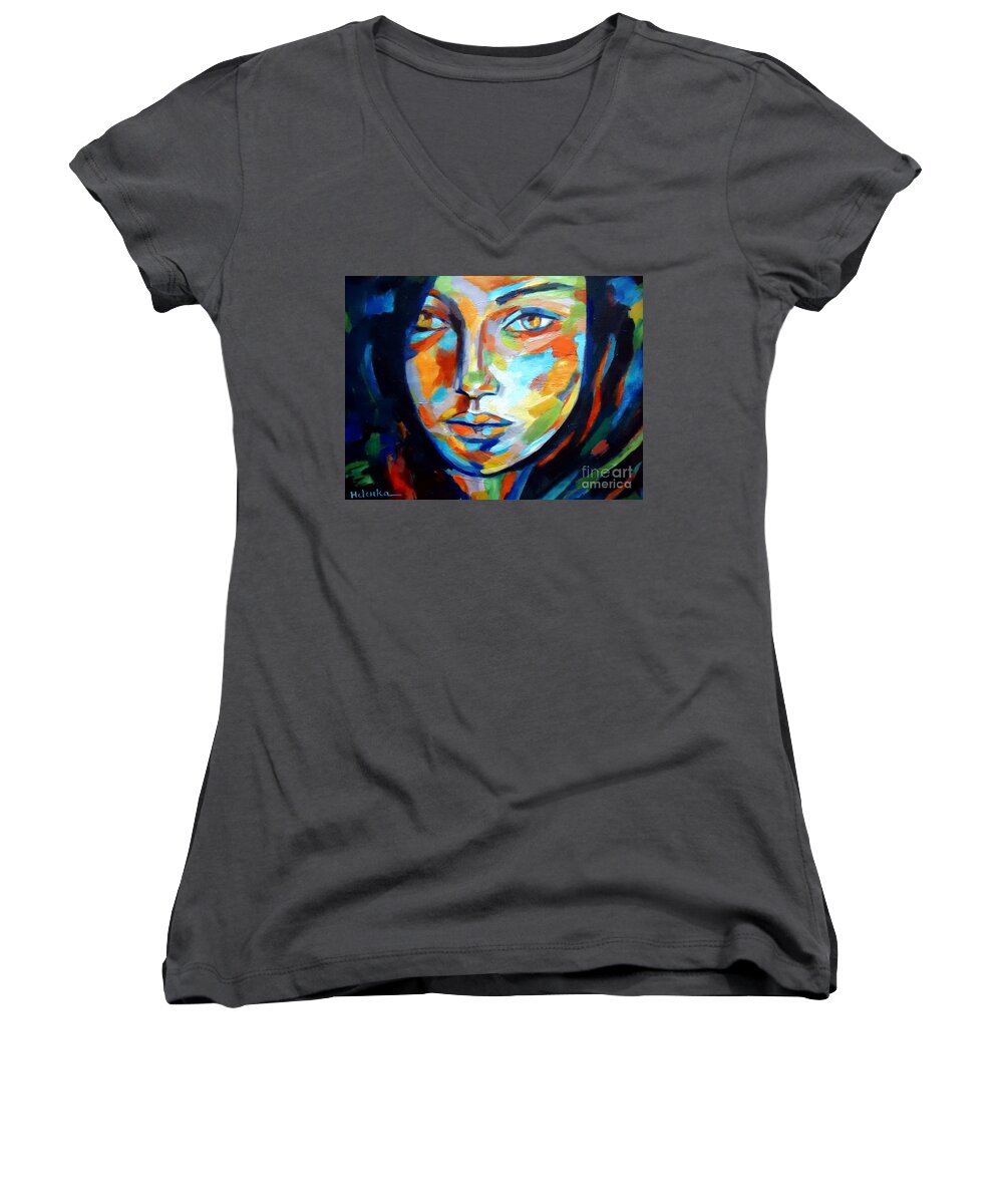 Contemporary Art Women's V-Neck featuring the painting Resonance by Helena Wierzbicki