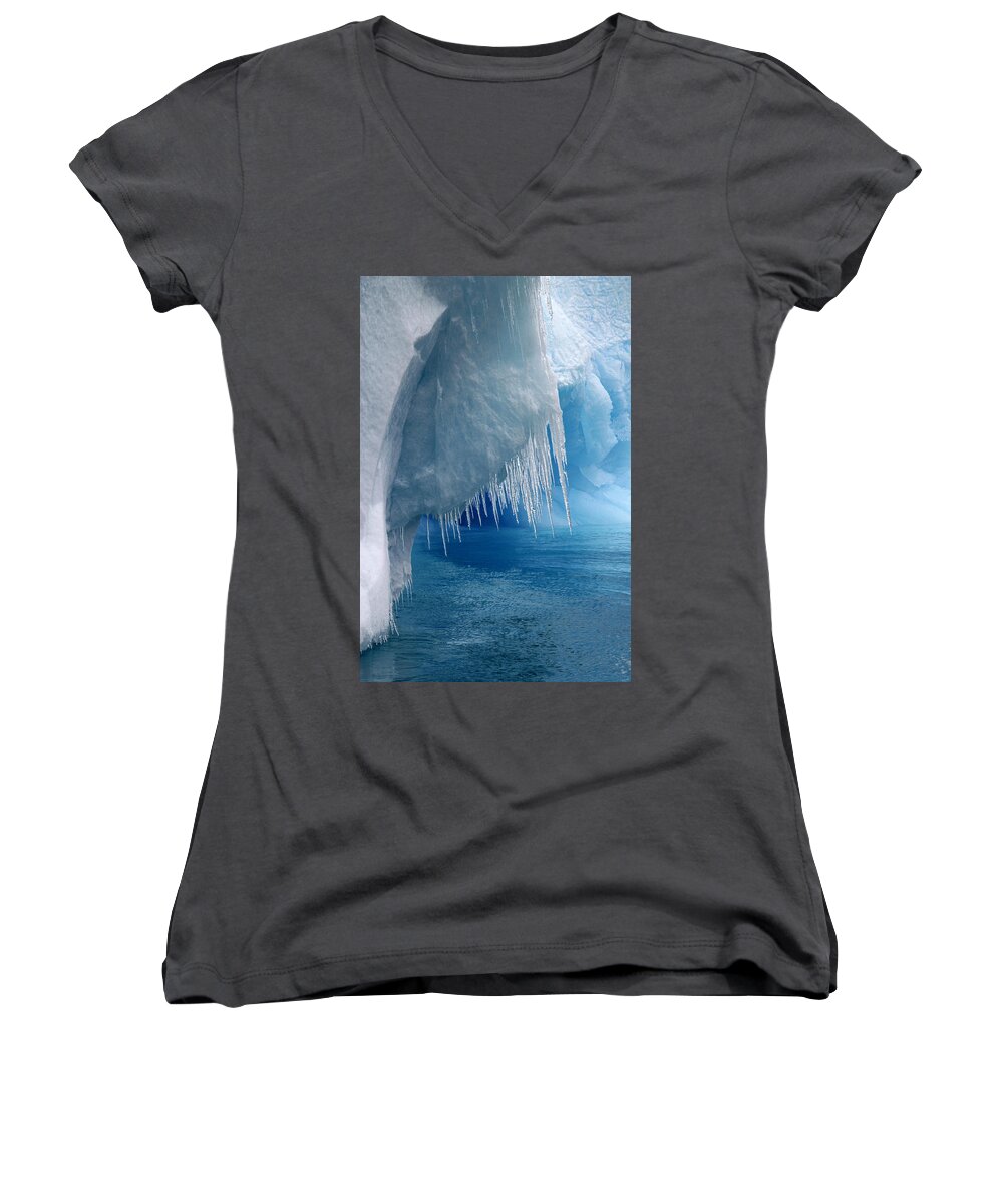 Antarctica Women's V-Neck featuring the photograph Rhapsody in Blue by Ginny Barklow