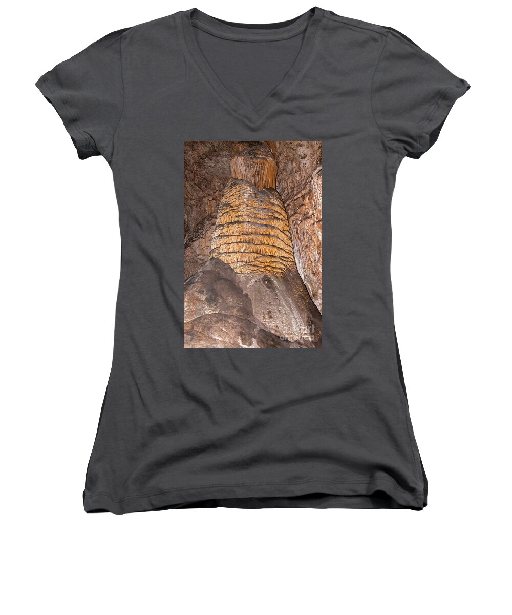 Carlsbad Women's V-Neck featuring the photograph Rock of Ages Carlsbad Caverns National Park by Fred Stearns