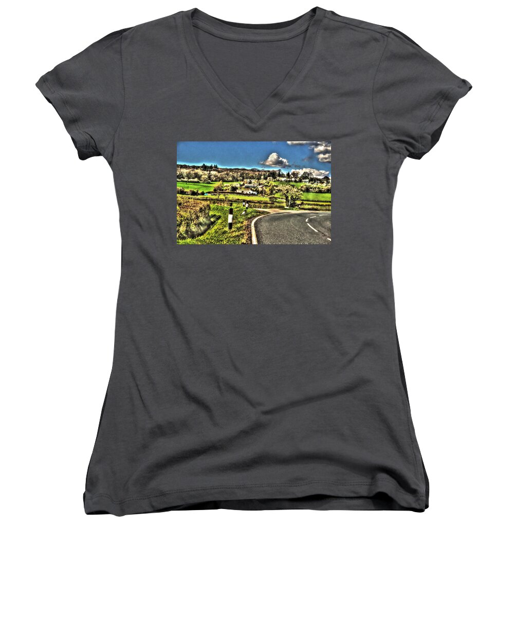 Road Women's V-Neck featuring the photograph Round The Bend by Doc Braham