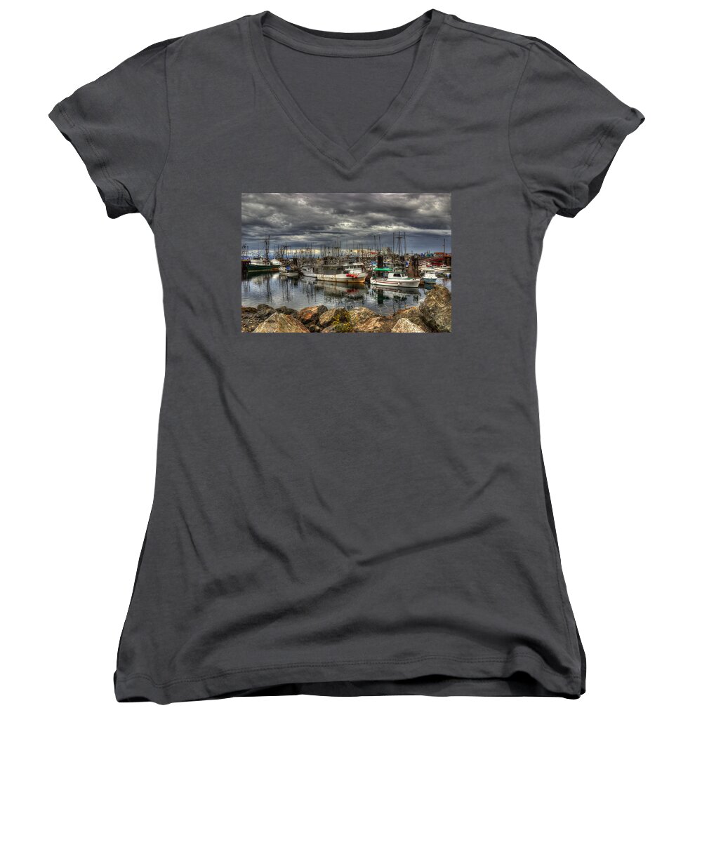 Marina Women's V-Neck featuring the photograph Safe Haven by Randy Hall