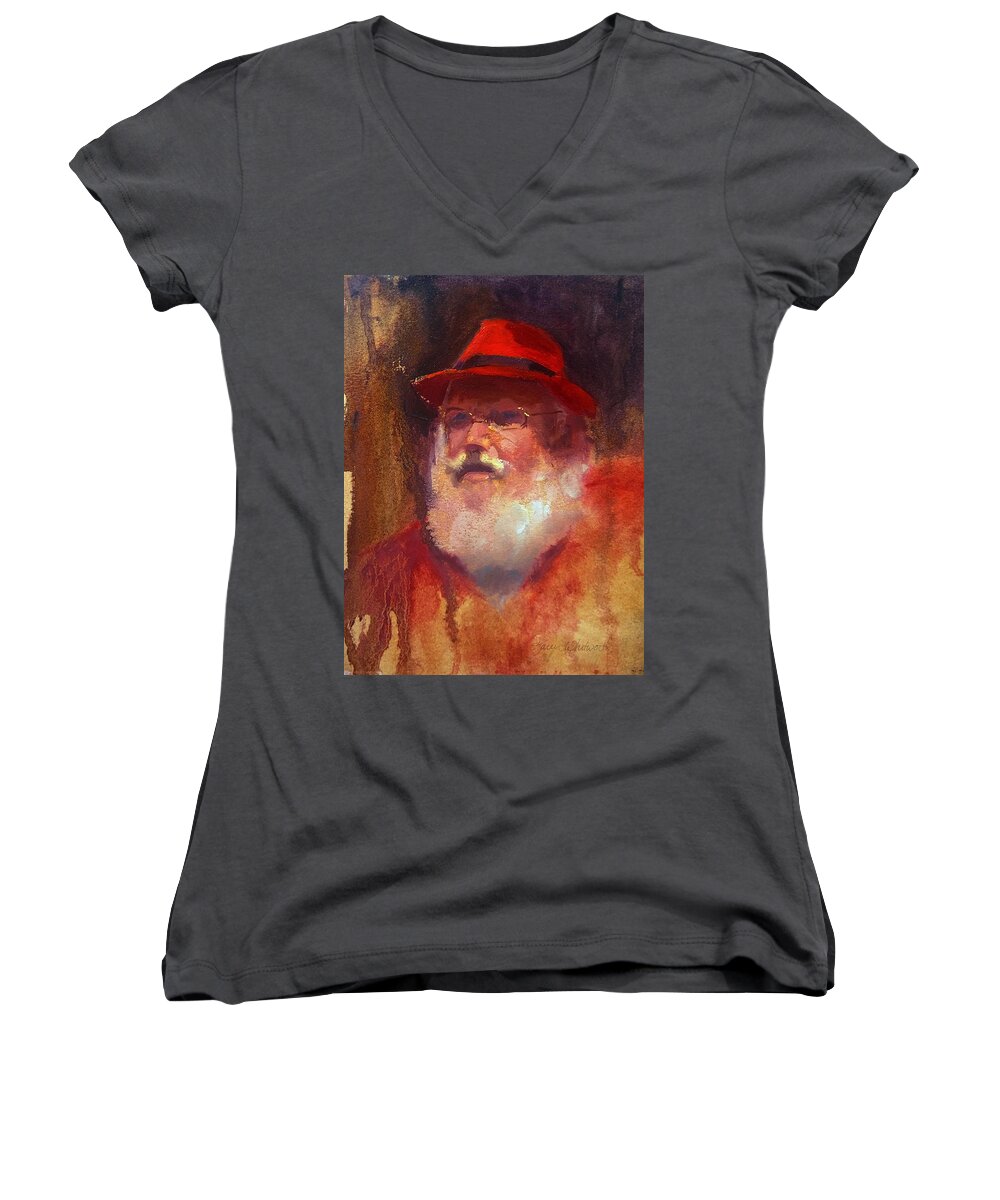 Santa Women's V-Neck featuring the painting Santa by K Whitworth