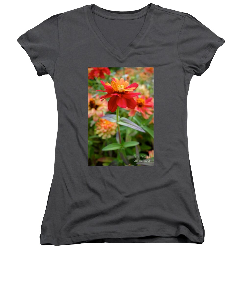 Serenity In Red Women's V-Neck featuring the photograph Serenity In Red by Jacqueline Athmann