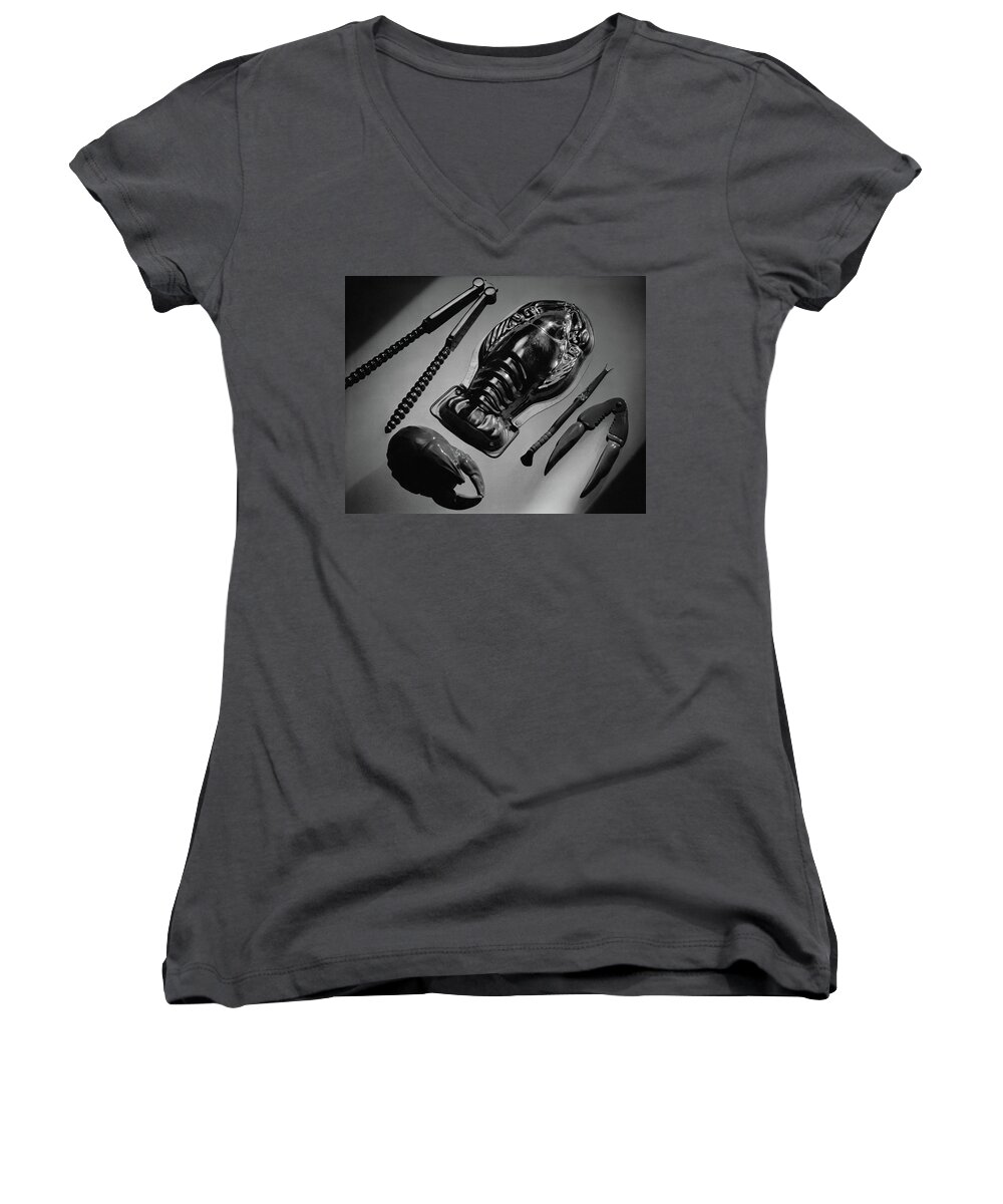 Kitchen Women's V-Neck featuring the photograph Serveware For Lobster by Martin Bruehl
