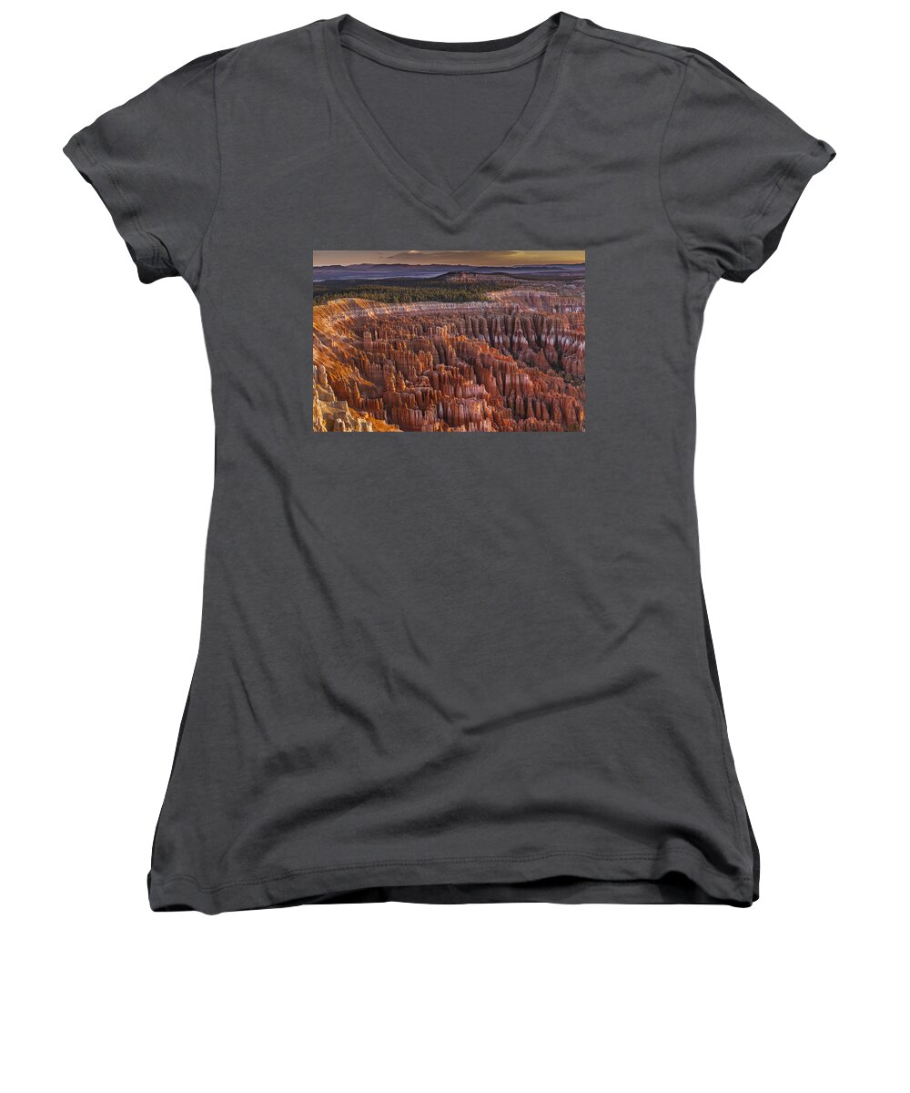 Bryce Women's V-Neck featuring the photograph Silent City - Bryce Canyon by Eduard Moldoveanu