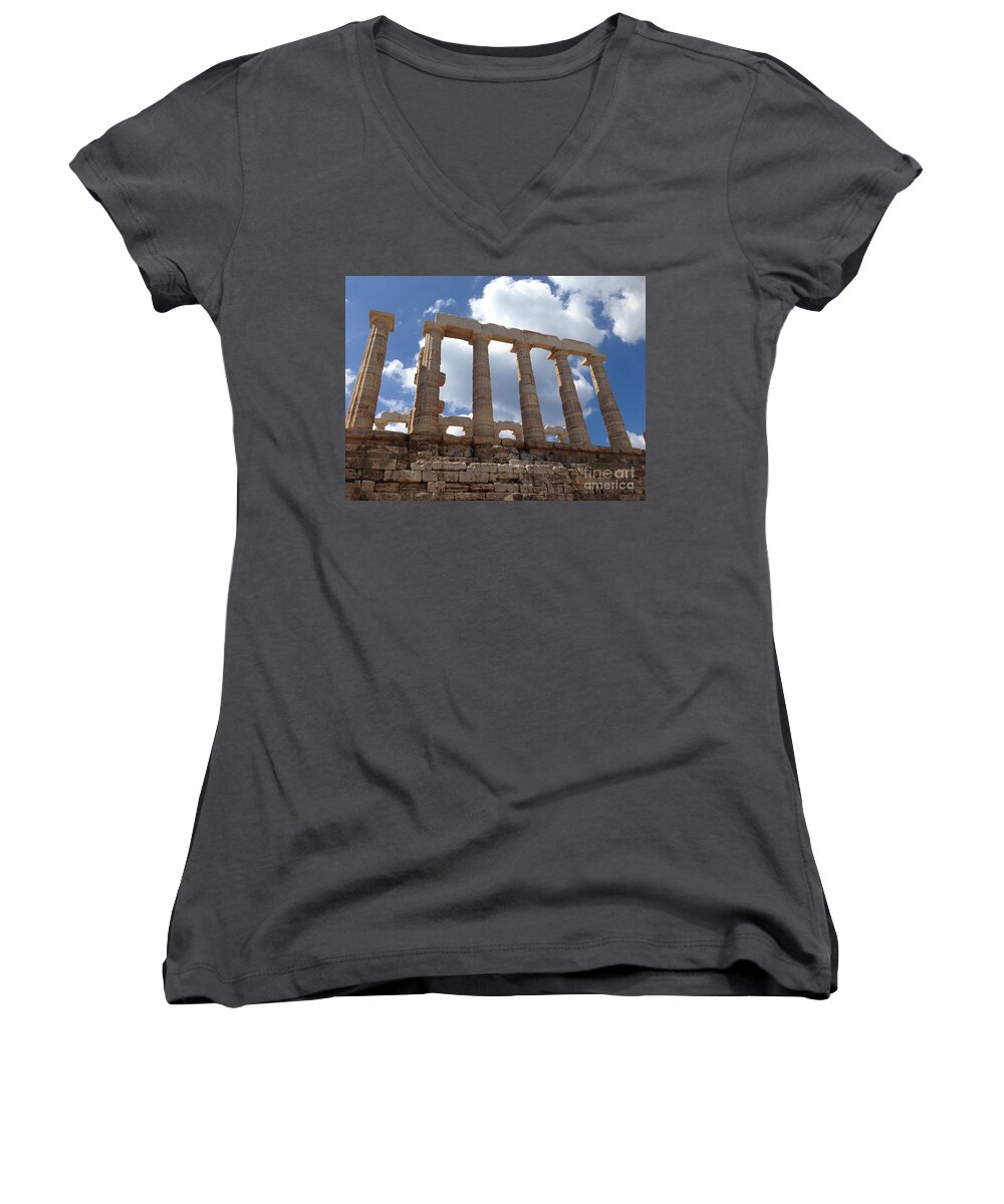 Temple Of Poseidon Women's V-Neck featuring the photograph Silhouette by Denise Railey
