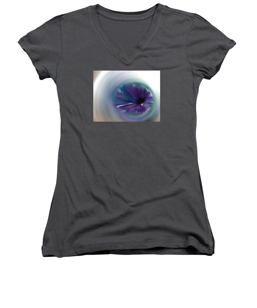 Flower Women's V-Neck featuring the mixed media Sinking Into Beauty by Frank Bright