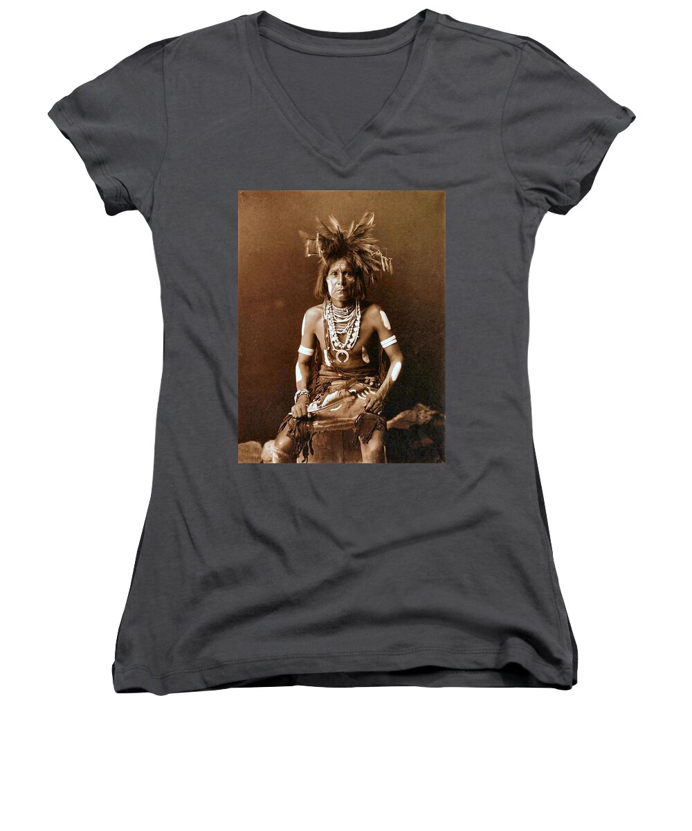 Snake Priest Women's V-Neck featuring the digital art Snake Priest by Unknown