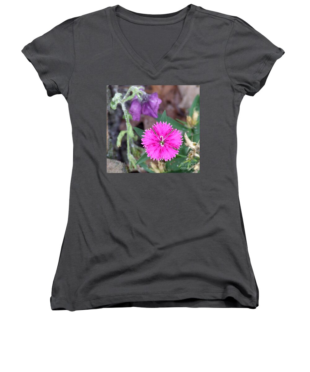 Flower Women's V-Neck featuring the photograph Solitary by Andrea Anderegg