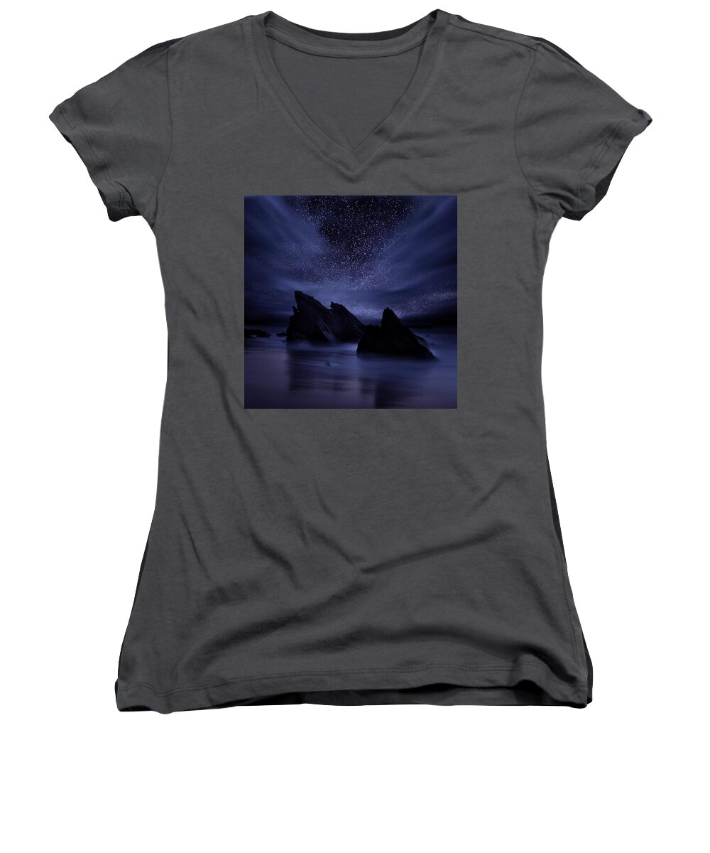 Landscape Women's V-Neck featuring the photograph Somewhere out there by Jorge Maia