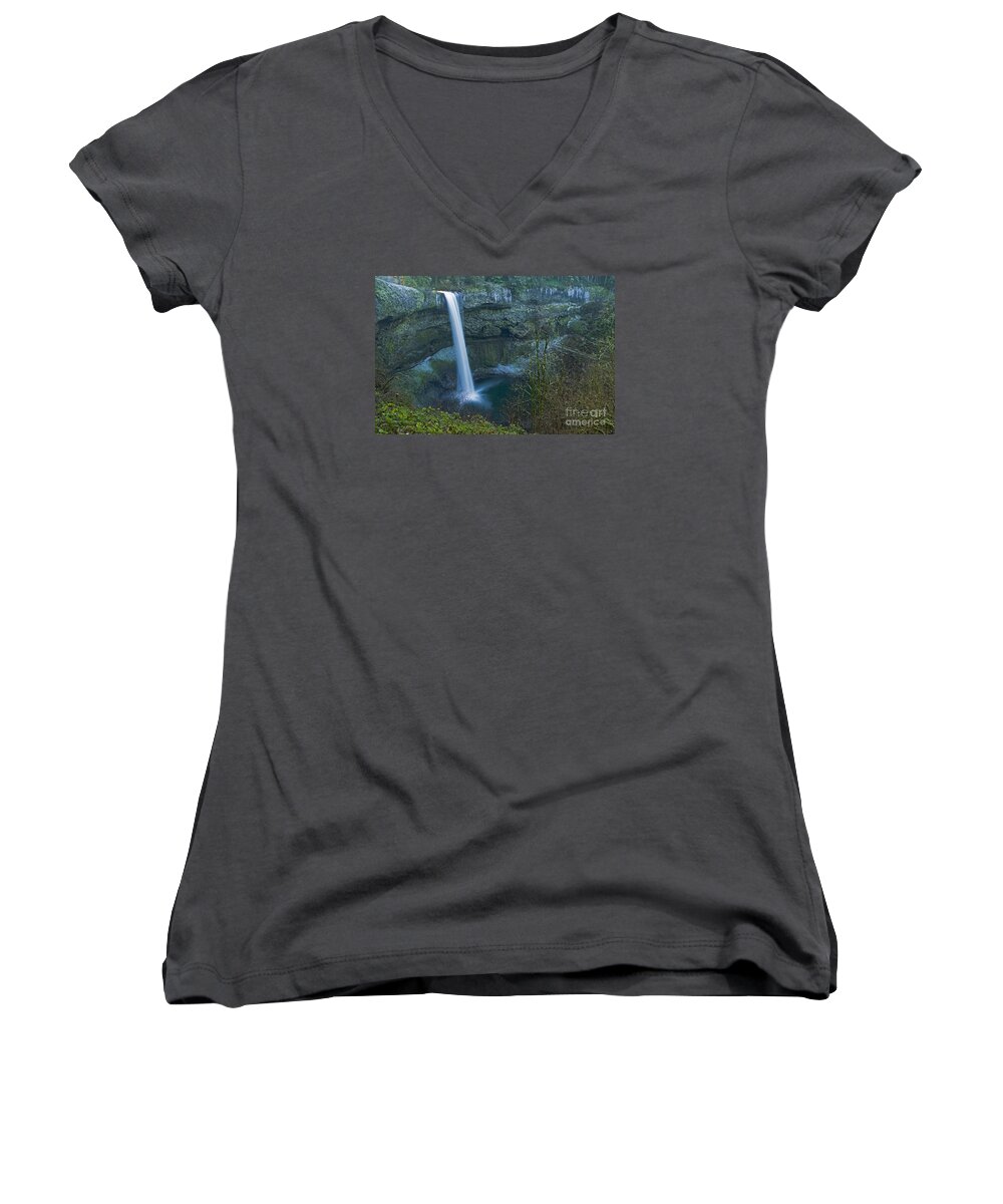 Beauty Women's V-Neck featuring the photograph South Falls Winterscape by Nick Boren