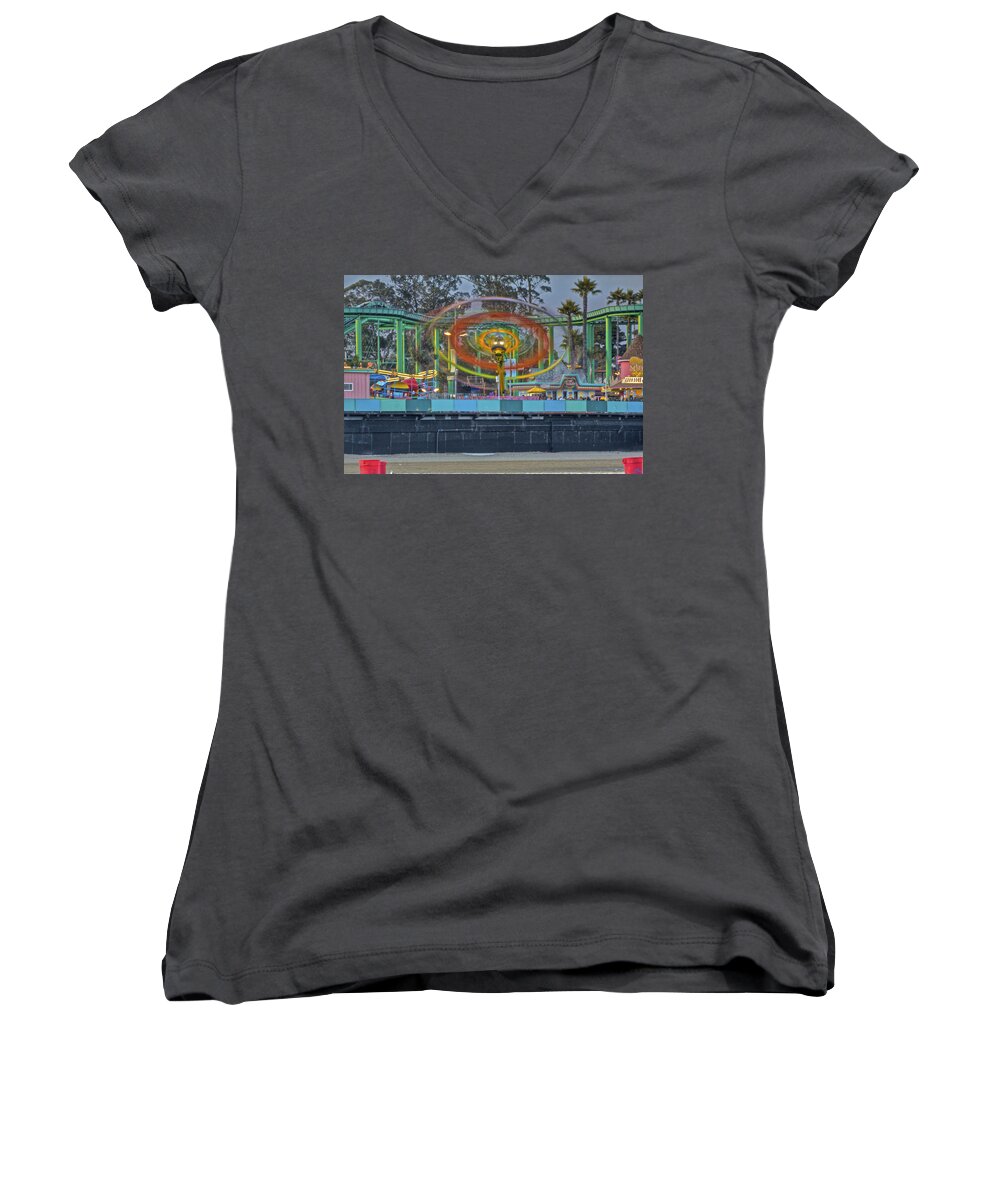 Beach Women's V-Neck featuring the photograph Spinning by SC Heffner