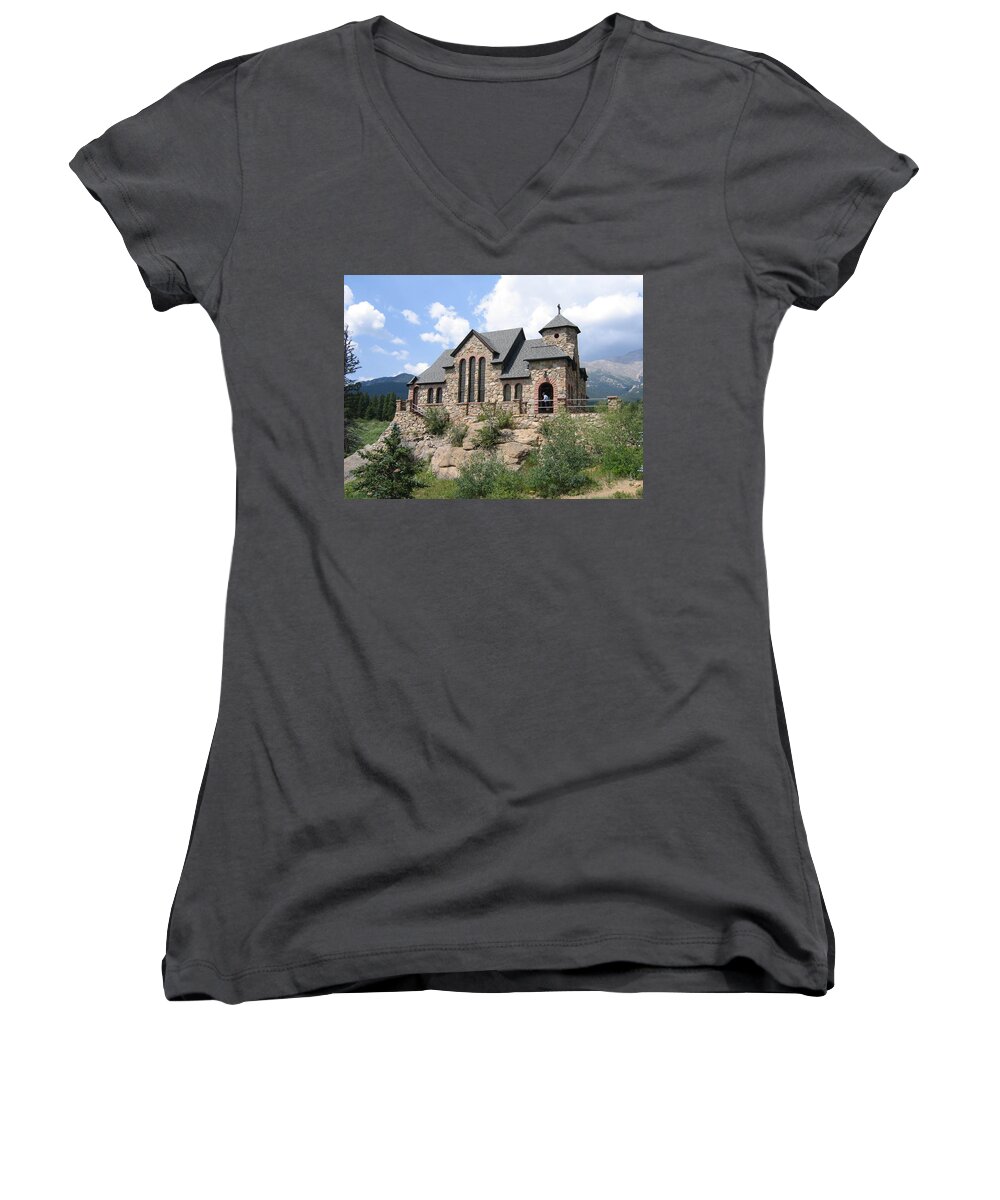 St. Malo Church Women's V-Neck featuring the photograph St. Malo Church by Suzanne Theis