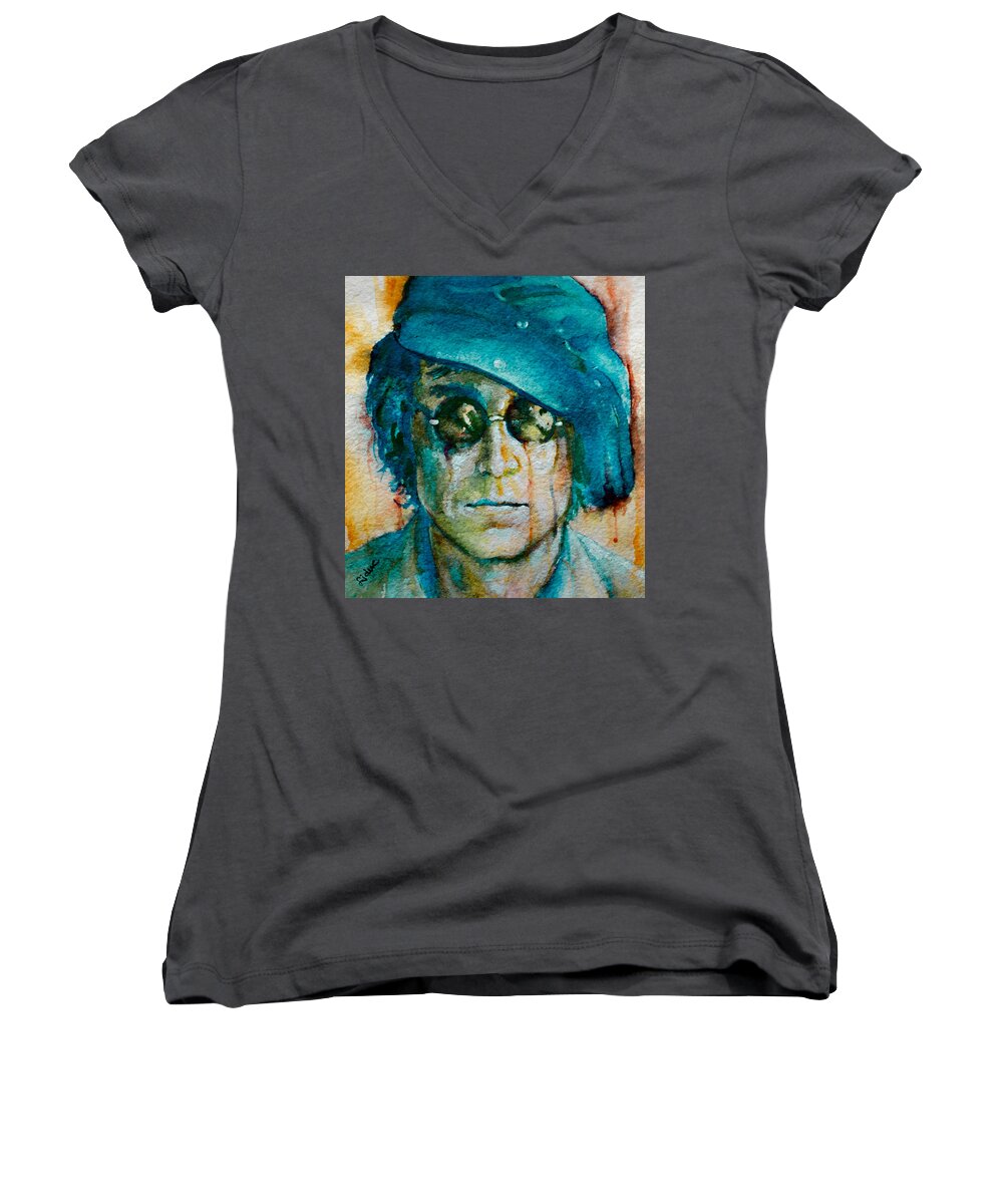John Lennn Women's V-Neck featuring the painting Stand By Me by Laur Iduc