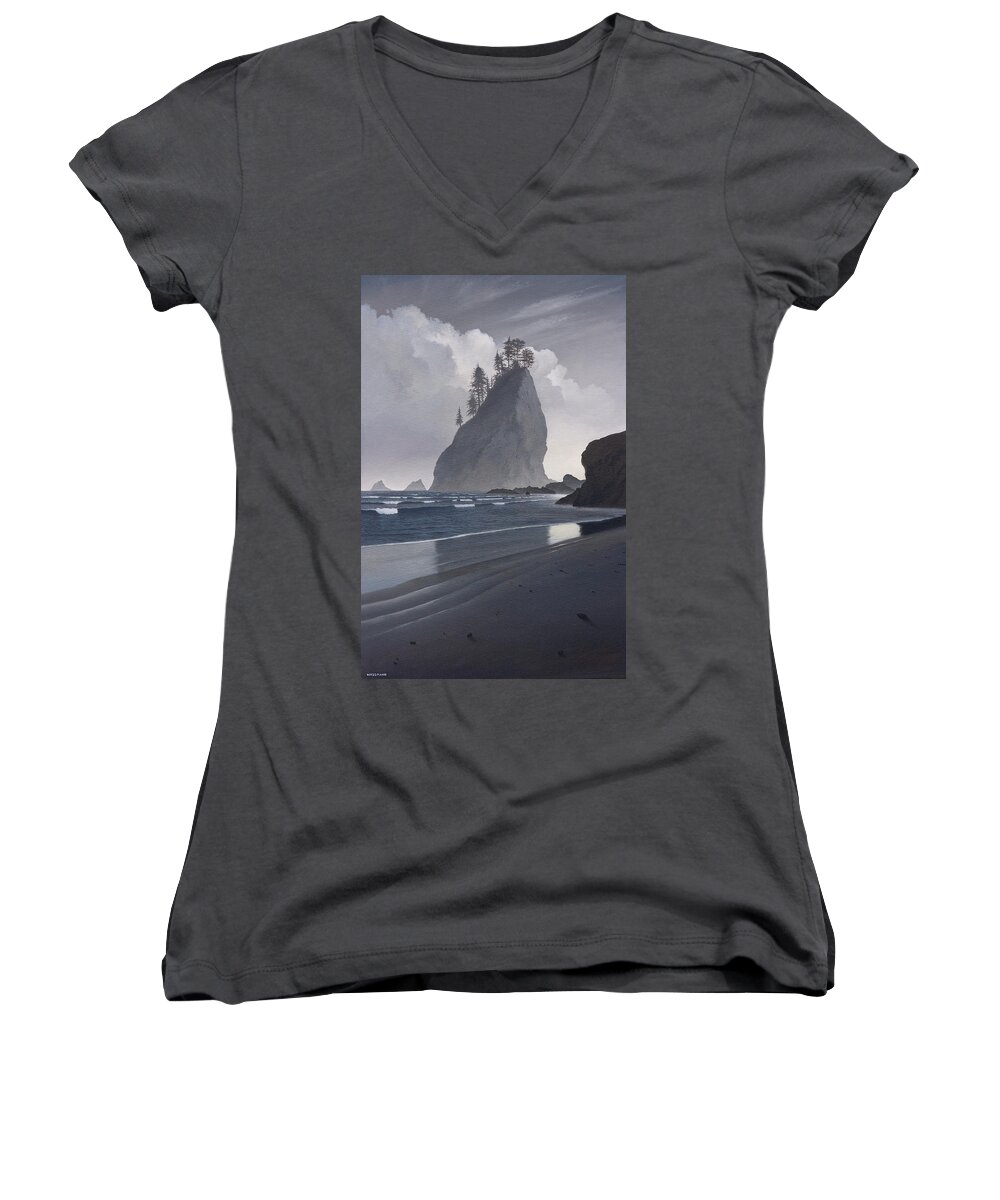 Black And White Women's V-Neck featuring the painting Standing Tall by Cliff Wassmann