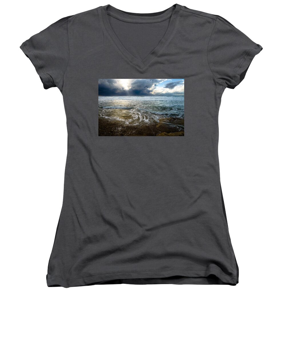 Sky Women's V-Neck featuring the photograph Storm warning by Michael Goyberg