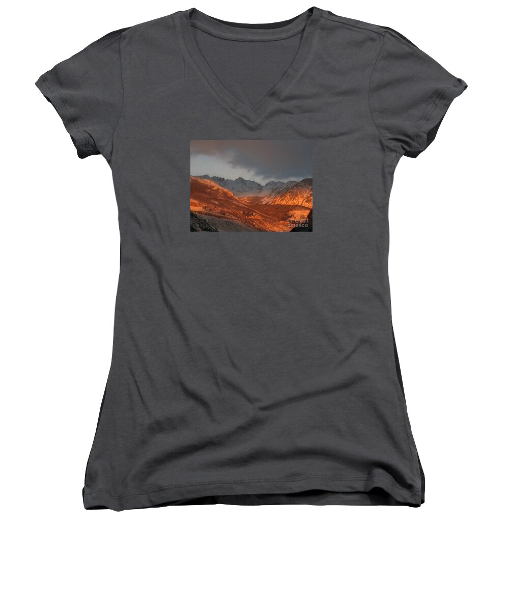 Mountains Women's V-Neck featuring the photograph Stormy Monday by Fiona Kennard