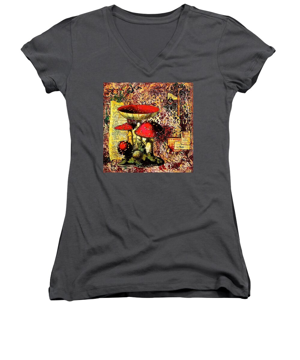 Mixed Media Women's V-Neck featuring the painting Storytime by Bellesouth Studio