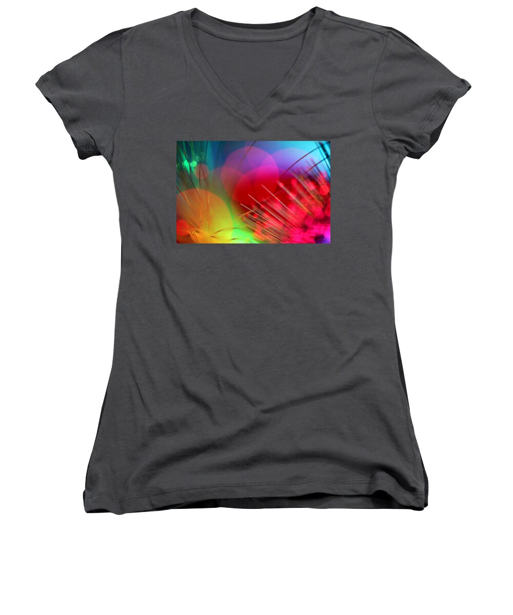 Abstract Women's V-Neck featuring the photograph Strange Days by Dazzle Zazz