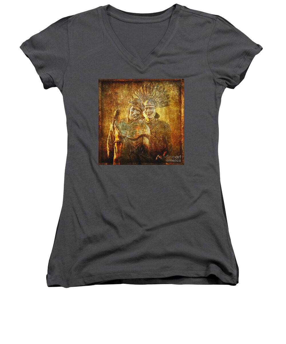 Jesus Women's V-Neck featuring the photograph Stripped of His Garments Via Dolorosa 10 by Lianne Schneider