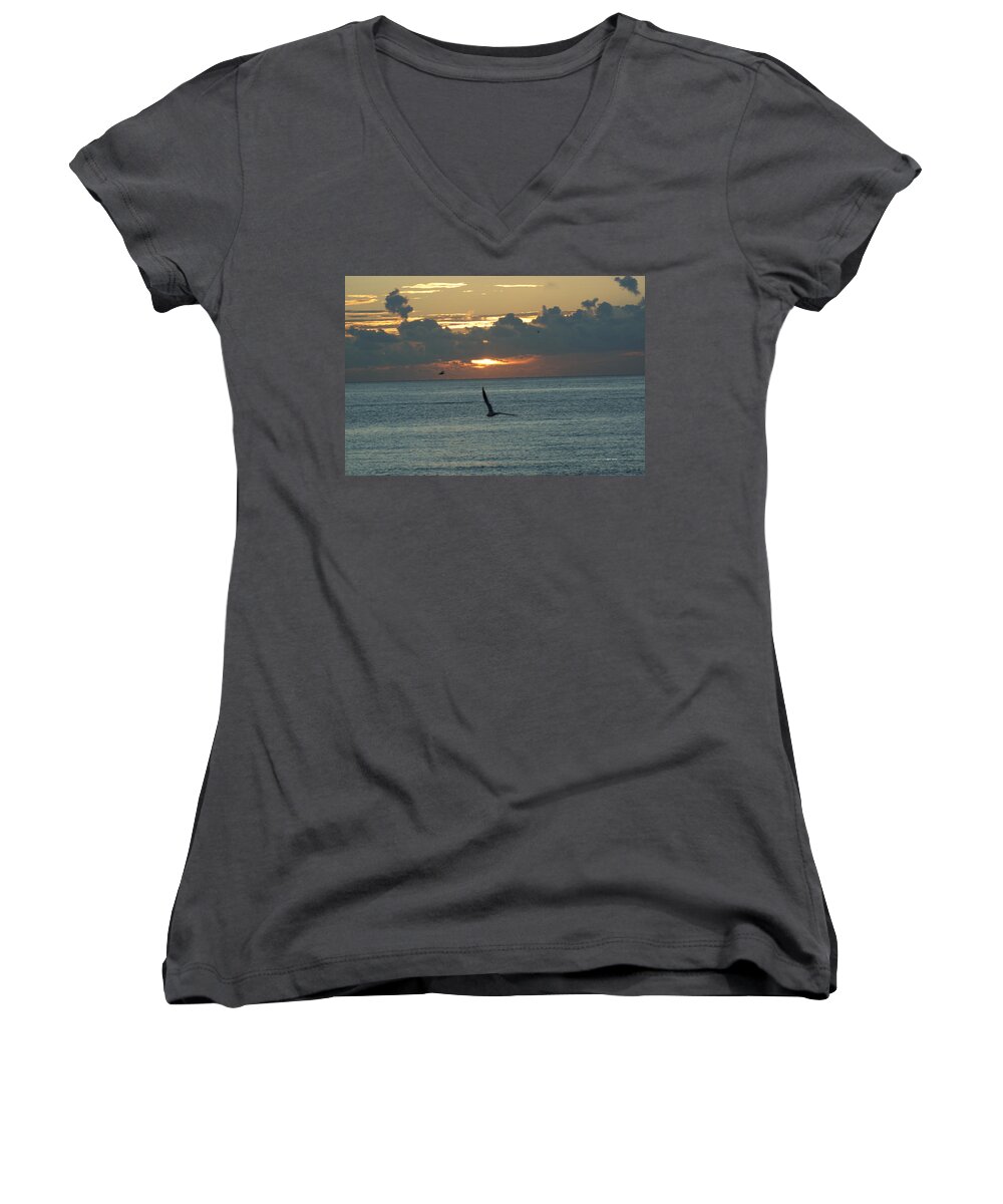 Sunrise Women's V-Neck featuring the photograph Sunrise in the Florida Riviera by Rafael Salazar