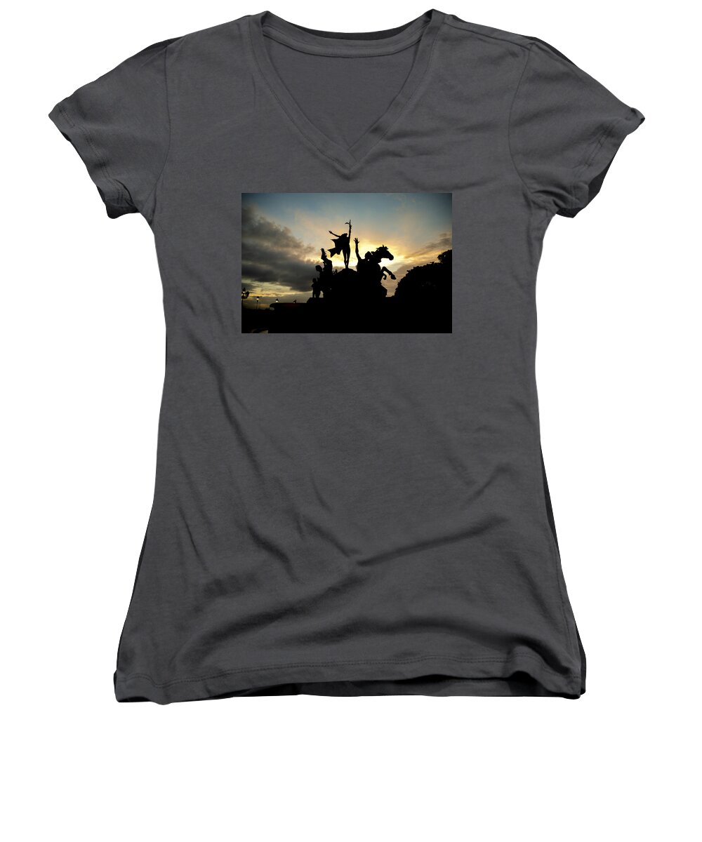 Landscape Women's V-Neck featuring the photograph Sunset Silhouette by Theodore Jones