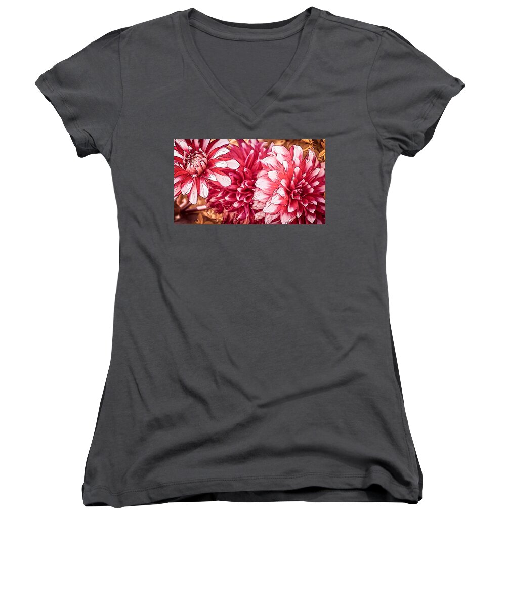 Flower Women's V-Neck featuring the painting Japanese Autumn Poetry by Sarah Sever