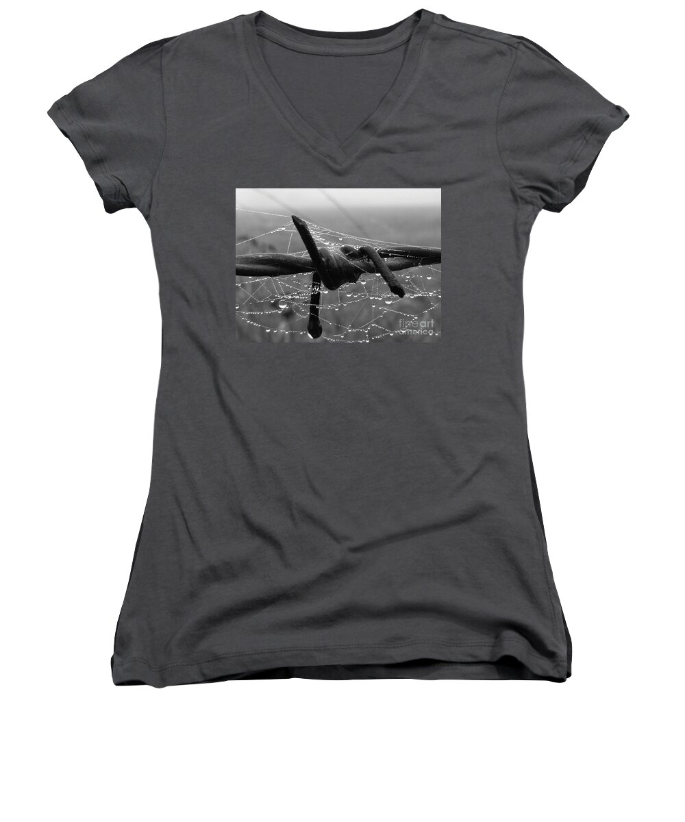 Barbed Women's V-Neck featuring the photograph Tangled by Vicki Spindler