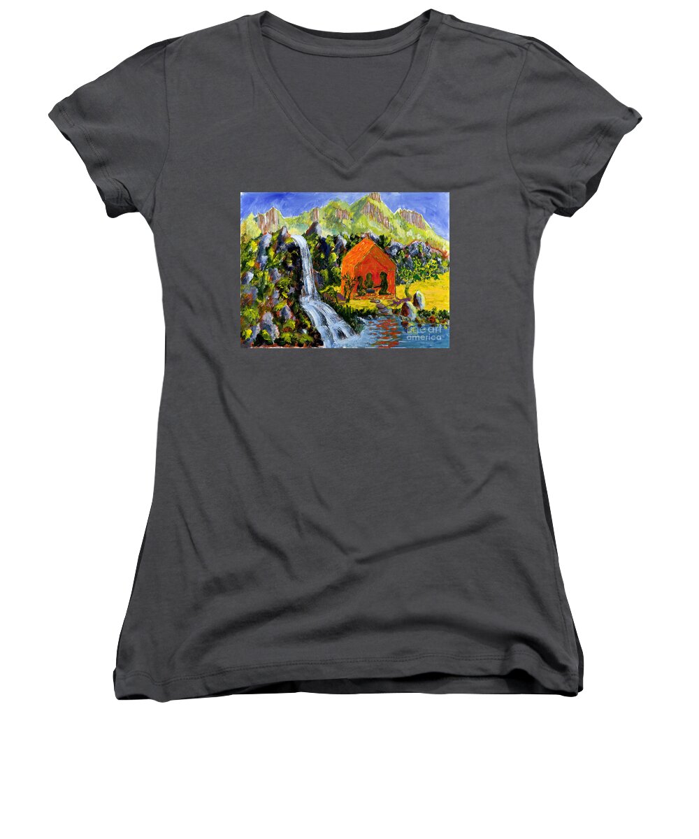 Tea Ceremony Women's V-Neck featuring the painting Tea Ceremony by Walt Brodis