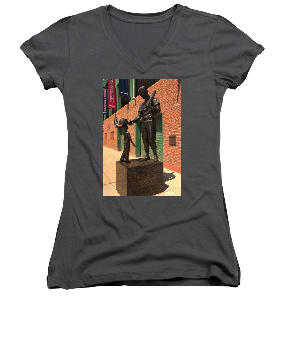 Red Sox Women's V-Neck featuring the photograph Ted Williams by Paul Mangold