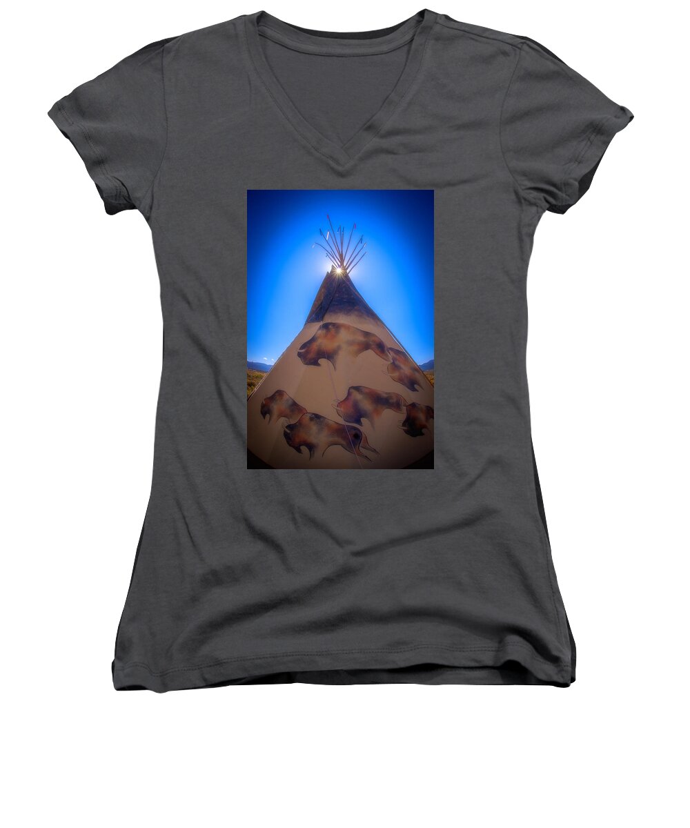 New Mexico Women's V-Neck featuring the photograph Teepee by Joye Ardyn Durham