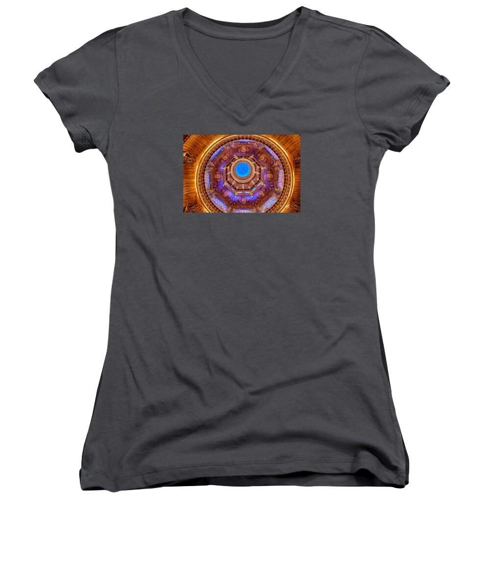 China Women's V-Neck featuring the photograph Temple Ceiling by Bill Hamilton