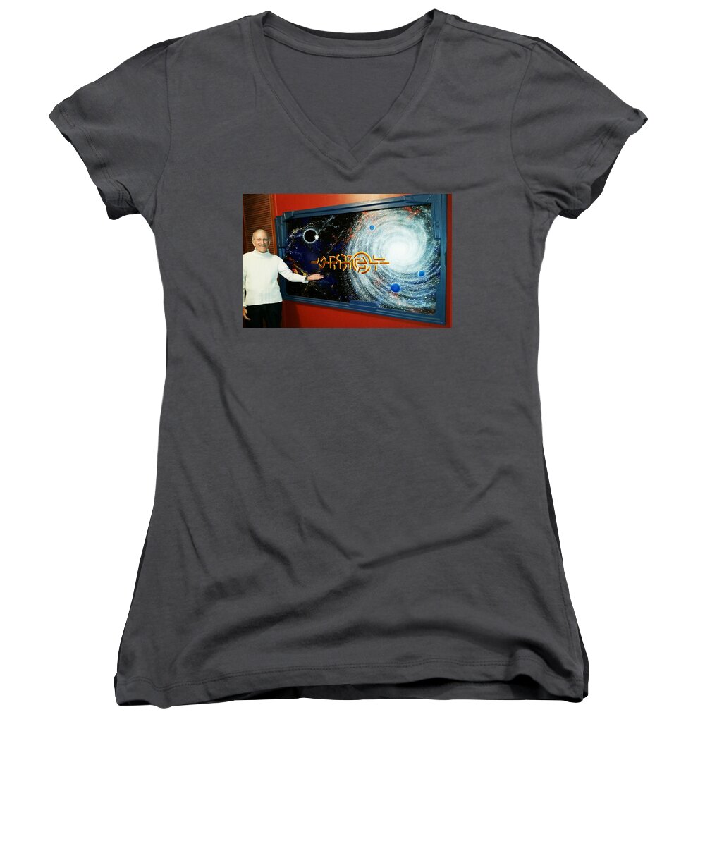 Symbols Women's V-Neck featuring the painting The Enigma Painting by Hartmut Jager