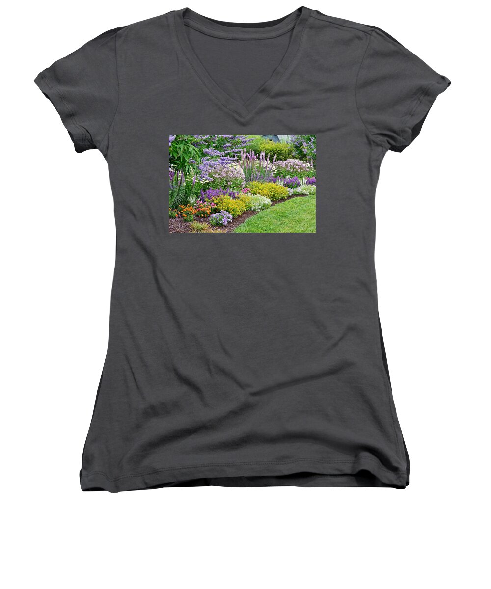 Flower Women's V-Neck featuring the photograph The Gardens of Bethany Beach by Kim Bemis