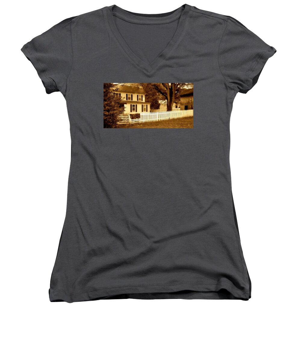 Home Women's V-Neck featuring the photograph The Old Homestead by Jean Goodwin Brooks