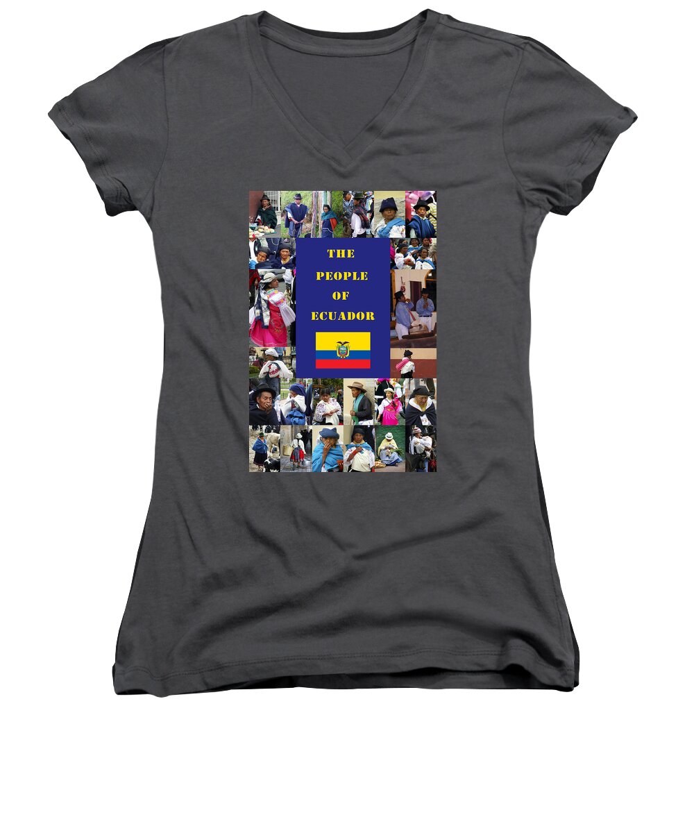 Ecuador Women's V-Neck featuring the photograph The People Of Ecuador Collage by Kurt Van Wagner