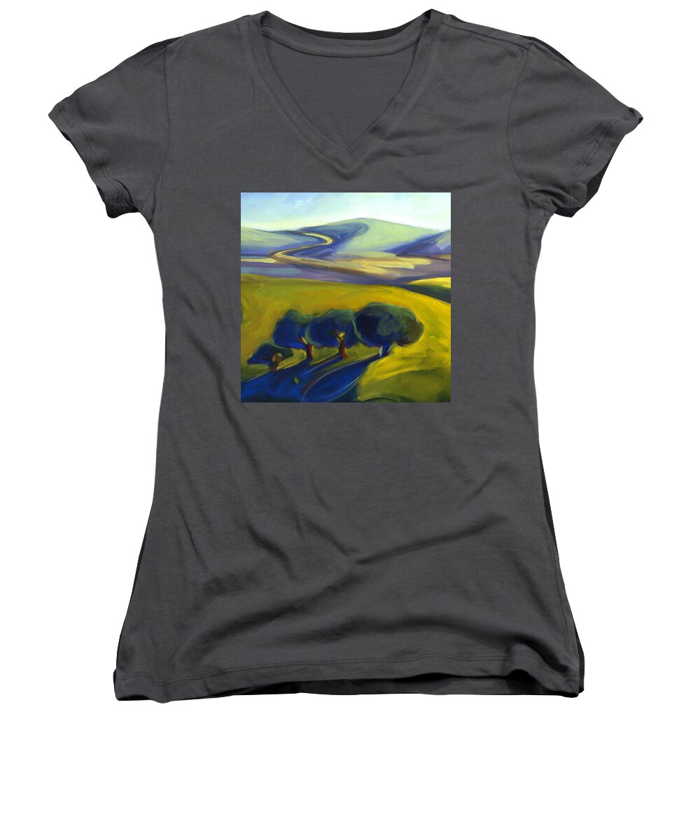 California Women's V-Neck featuring the painting The Promise 2 by Konnie Kim