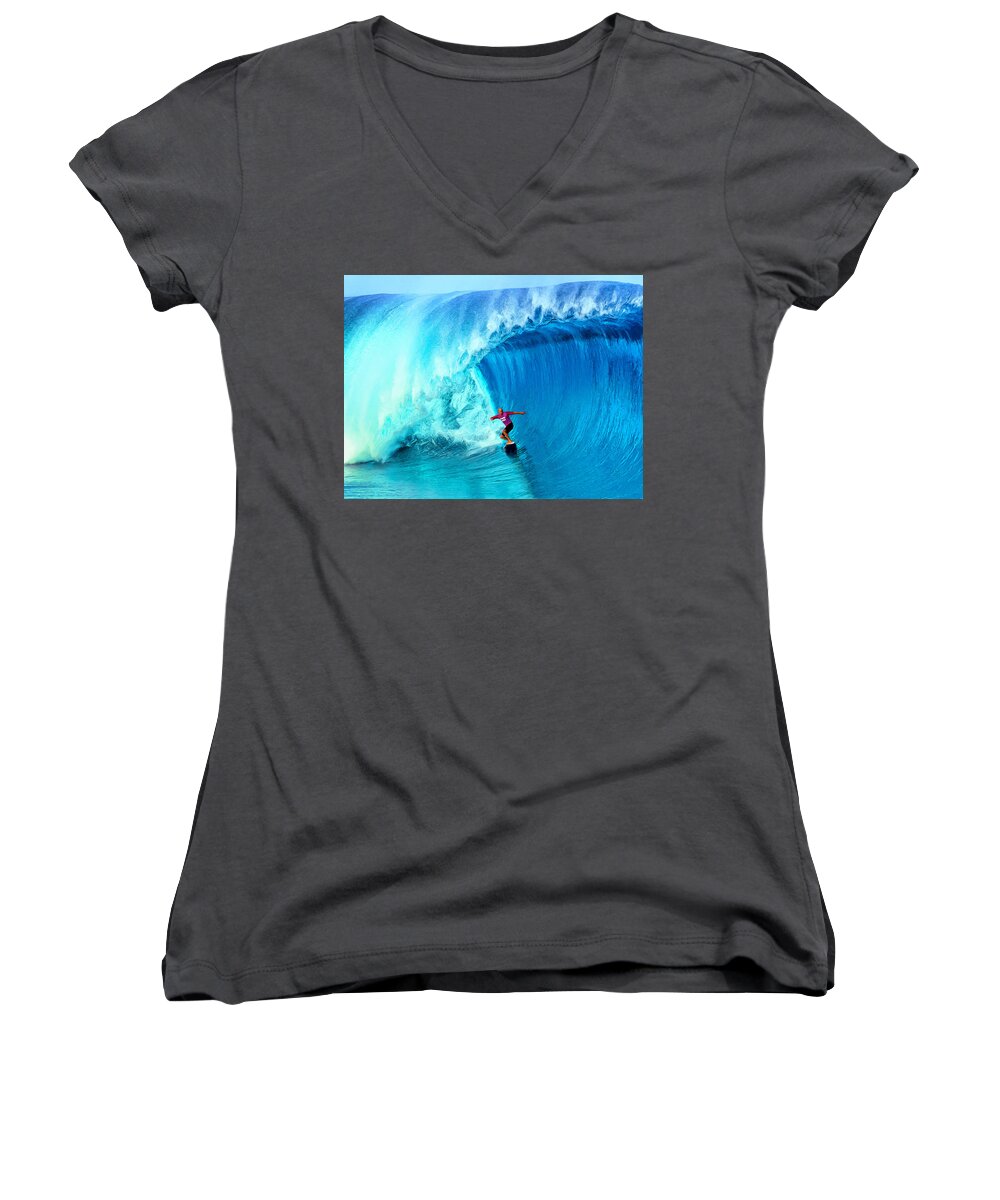 Banzai Women's V-Neck featuring the painting The Thin Blue Line by Dominic Piperata