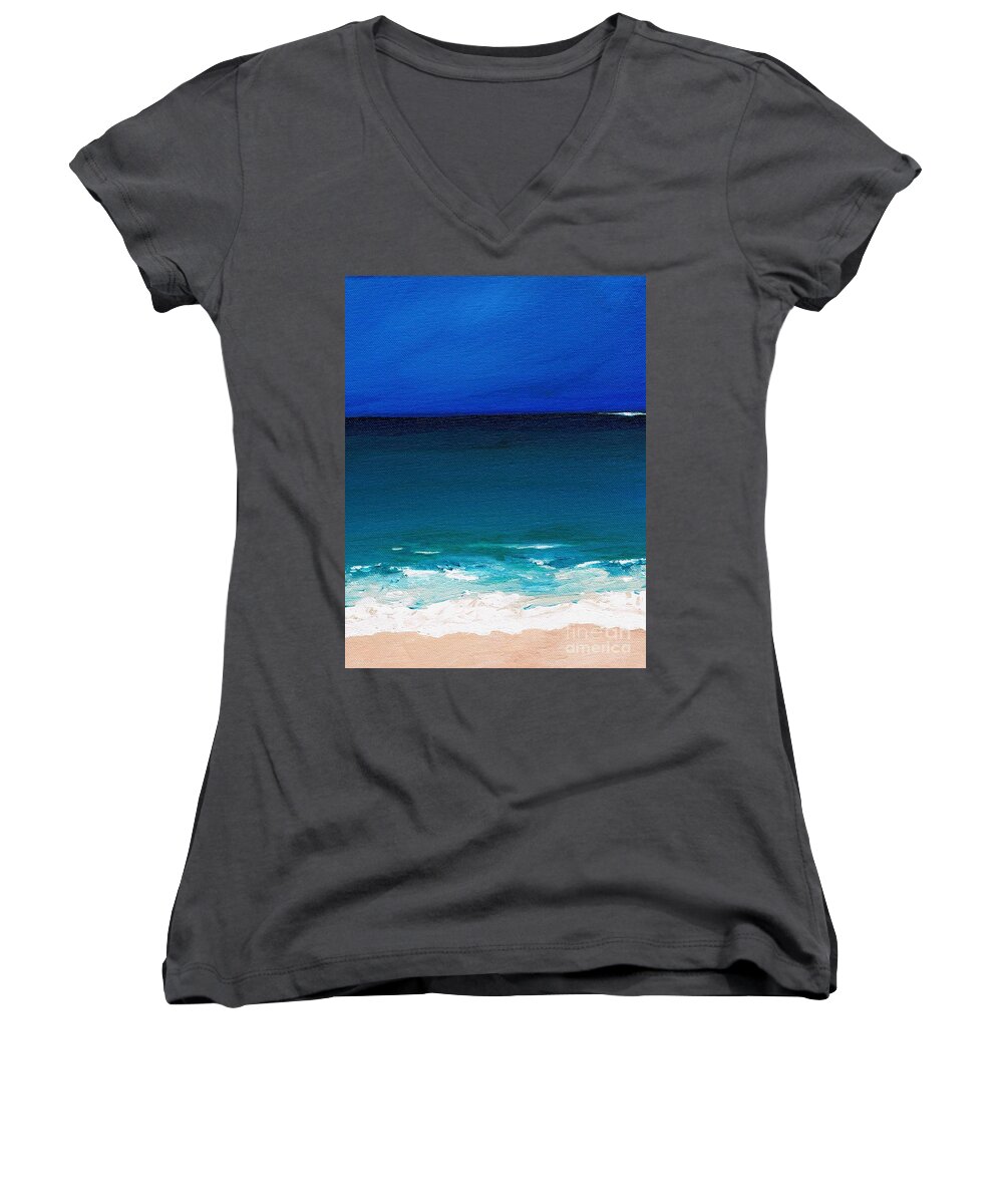Seashore Women's V-Neck featuring the painting The Tide Coming In by Frances Marino