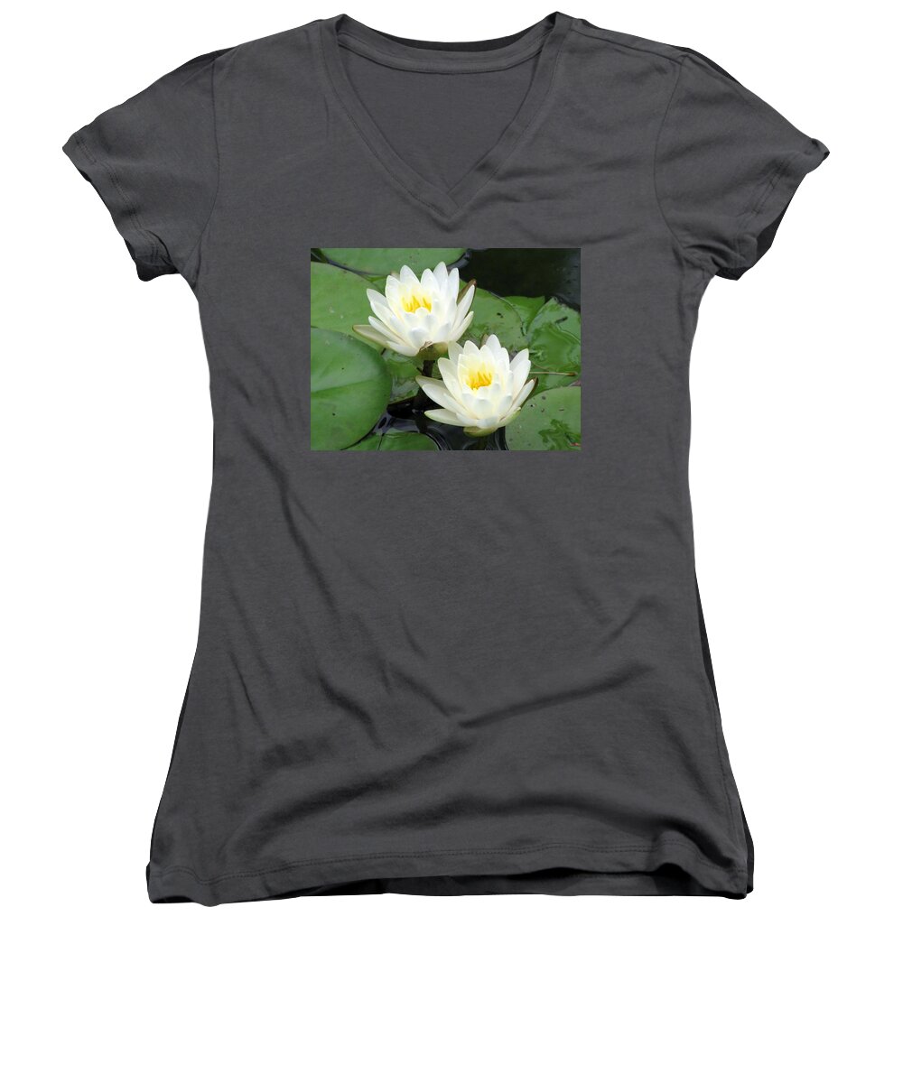 Water Lilies Women's V-Neck featuring the photograph The Water Lilies Collection - 08 by Pamela Critchlow